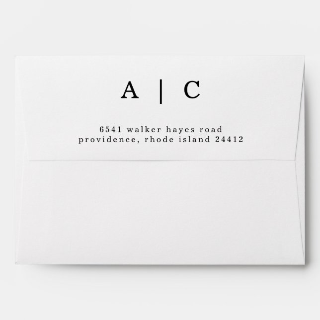 Simple White & Black Monogram Wedding Envelope (Back (Top Flap))