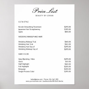 Simple White Black price lists Poster