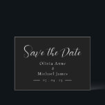 Simple White & Black Script Save the Date<br><div class="desc">Simple and modern white on black background wedding “Save the Date”.  Perfect for any season wedding.</div>