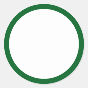 Simple White Blank with Green Border Classic Round Sticker