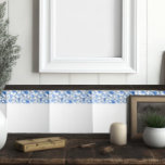 Simple White Blue Floral Border Edge Tile<br><div class="desc">A simple white tile with blue floral design edge,  these tiles are reminiscent of French cottages and cosy spaces. A unique addition to kitchen or bathroom backsplashes.</div>