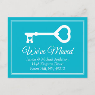 Simple White Blue Minimal Key Moving Announcement