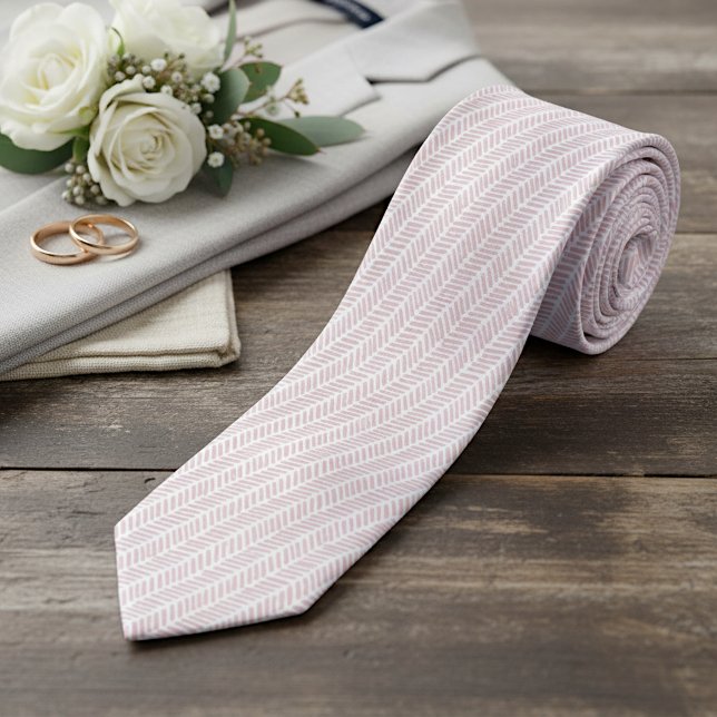 Simple White Blush Rose Pink Abstract Chevron Tie (Creator Uploaded)