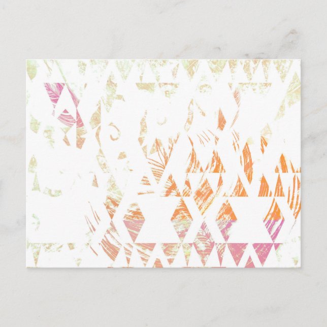 Simple White Boho Triangles Faded Orange Pattern Postcard (Front)