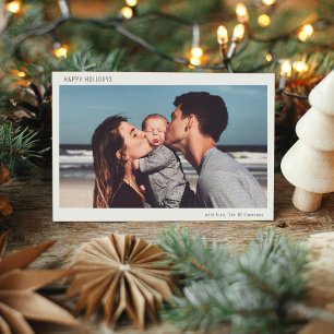 Simple White Border Modern Christmas Photo Holiday Card