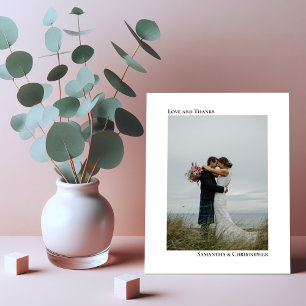 Simple White BUDGET Wedding Photo Thank You Card