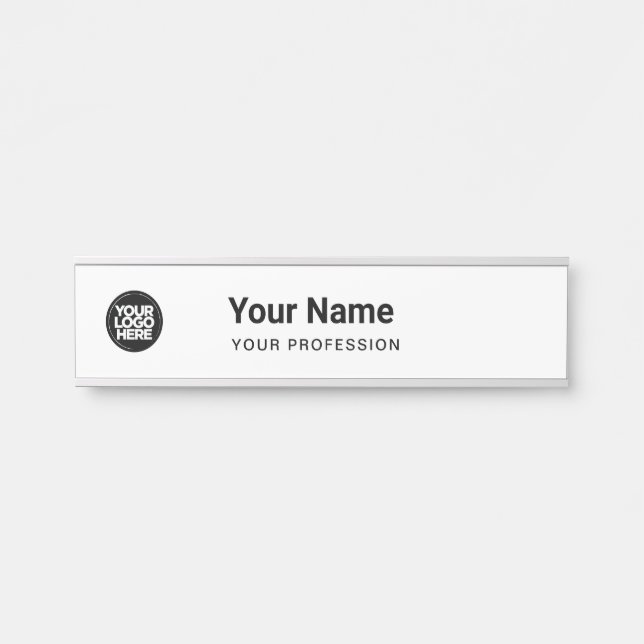 Simple White Business Logo Name Profession Door Sign (Front)