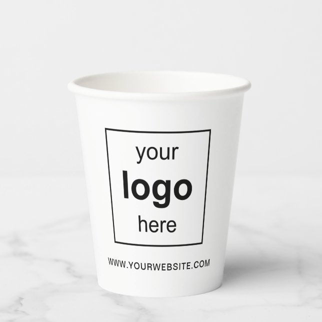 Simple White Business Logo Paper Cups (Front)