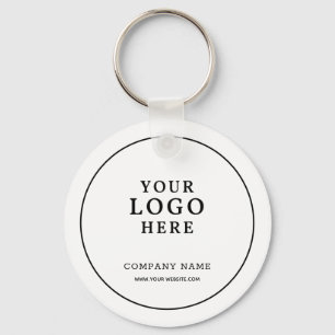 Simple White Business Logo Qr Code Promotional   Key Ring