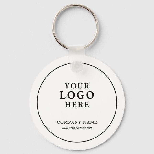 Simple White Business Logo Qr Code Promotional   Key Ring (Front)