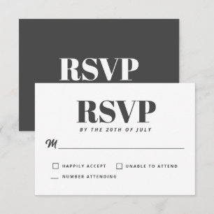 Simple White Charcoal Grey Modern Minimalist RSVP