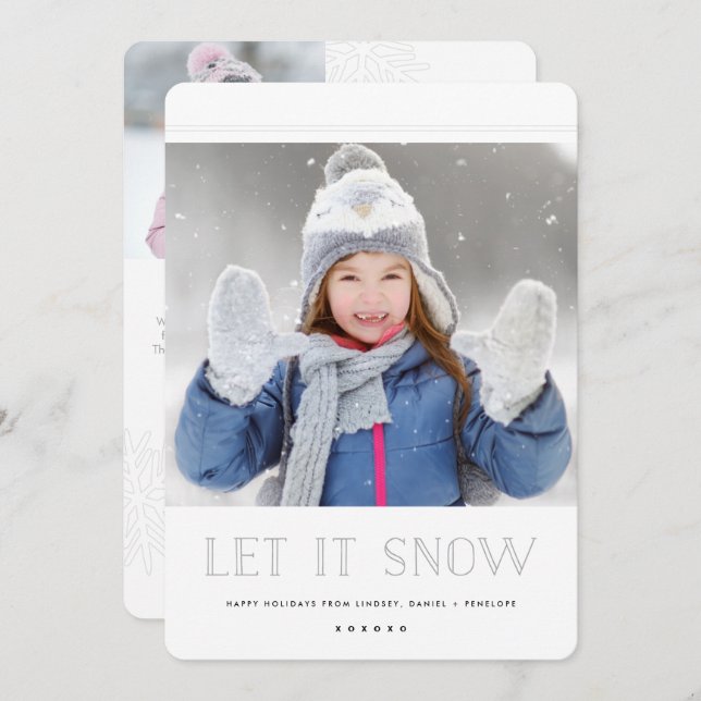 Simple White Christmas Cards | Let it Snow (Front/Back)