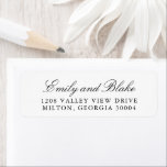 Simple White Classic Elegant Typography<br><div class="desc">Simple,  elegant and tasteful,  this classic address label design features a text template with classic traditional script typography for the bride and groom's names paired with timeless serif font for the address.</div>