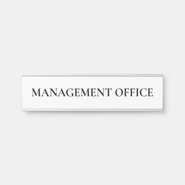 Simple White Classic Management Office Door Sign (Front)
