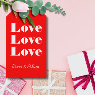 Simple White Clean 3 x Love    Neon Red Gift Tags