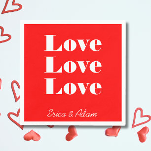 Simple White Clean 3 x Love    Neon Red Napkin