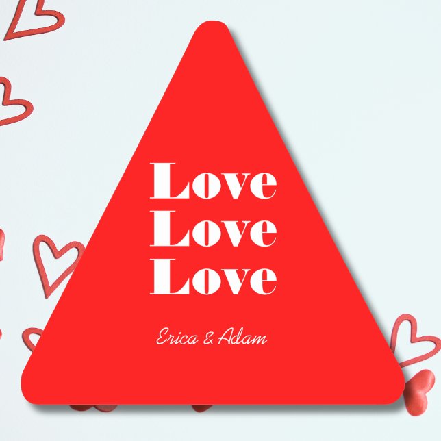 Simple White Clean 3 x Love  | Neon Red Triangle Sticker (Creator Uploaded)