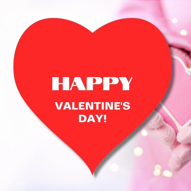 Simple White Clean Happy Valentines Day | Neon Red Heart Sticker (Creator Uploaded)