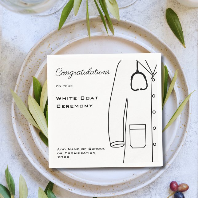  Simple White Coat Ceremony Congratulations  Napkin (Creator Uploaded)