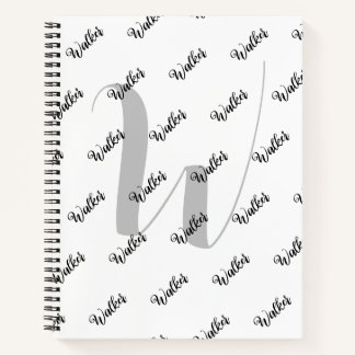 Simple White Colour - Initial Name Monogrammed Notebook