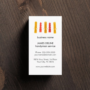 Simple White Colourful Dowels Handyman Service Business Card