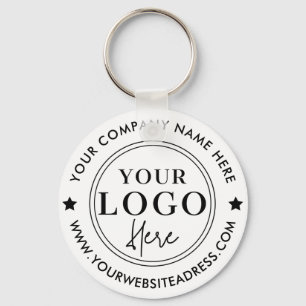 Simple White Company Business Name Logo Website Key Ring