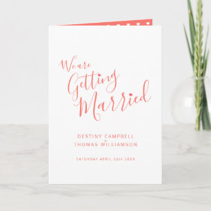 Simple white coral heart photo folded wedding invitation