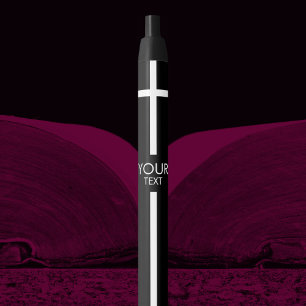 Simple White Cross on Black Ink Pen