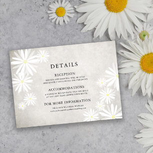 Simple White Daisies Rustic Boho Wedding Details Enclosure Card