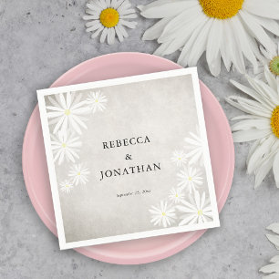 Simple White Daisies Rustic Boho Wedding Napkin