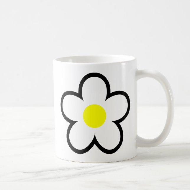 Simple White Daisy Flower Cute 70s Spring Graphic Coffee Mug (Right)