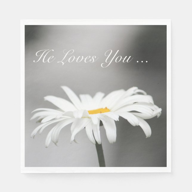 Simple White Daisy Flower Napkin (Front)