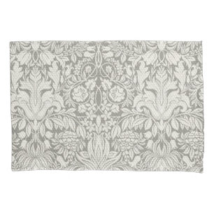 Simple White Damask Floral Pattern Pillowcase