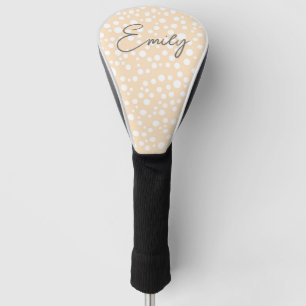 Simple white dotted pattern on peach background golf head cover
