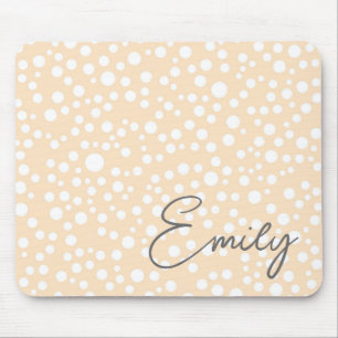Simple white dotted pattern on peach background mouse mat