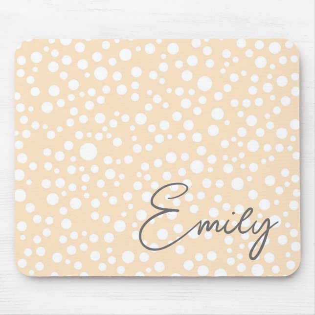 Simple white dotted pattern on peach background mouse mat (Front)
