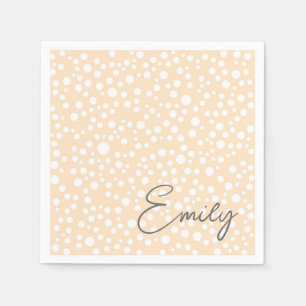 Simple white dotted pattern on peach background napkin