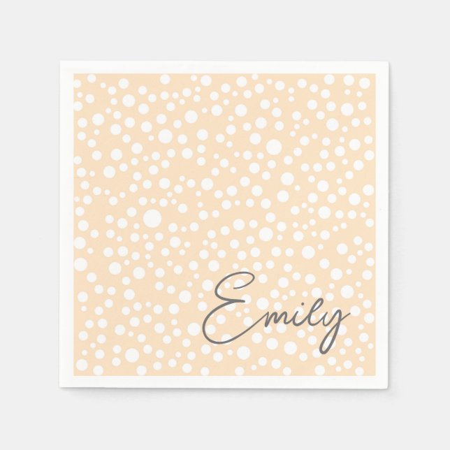 Simple white dotted pattern on peach background napkin (Front)