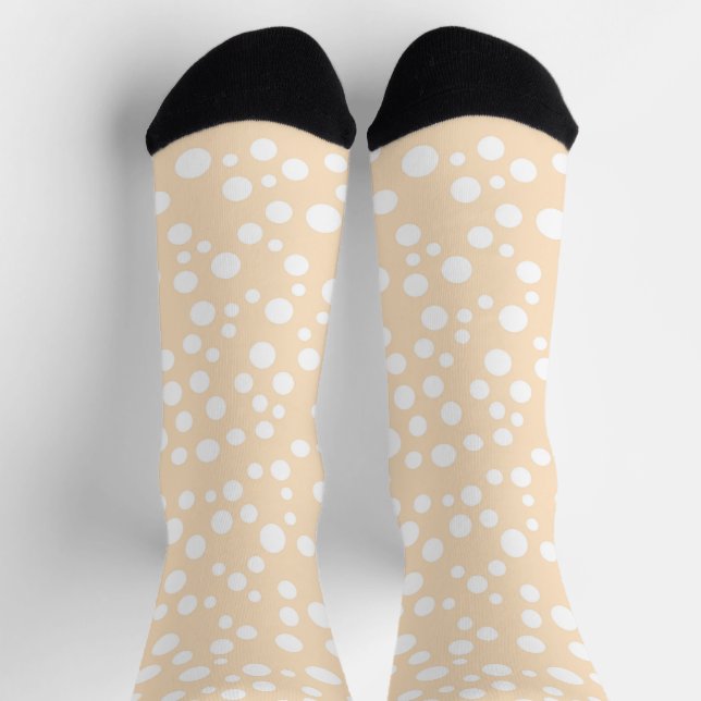 Simple white dotted pattern on peach background socks (Top)