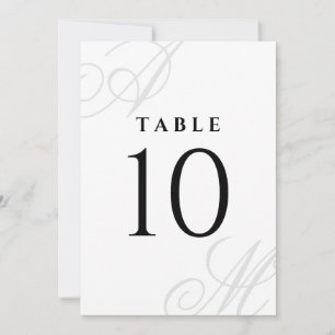 Simple White Elegant Monogram Table Numbers