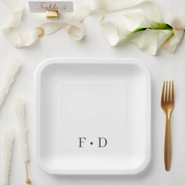 Simple White Elegant Paper Plates (Wedding)