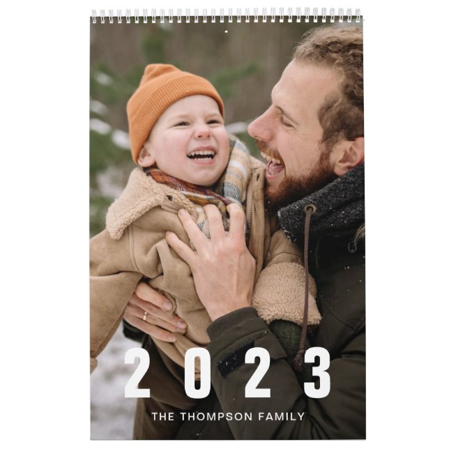 Simple White Family Photo Memories Calendar (Cover)