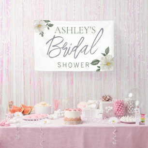 Simple White Floral Bridal Shower Banner