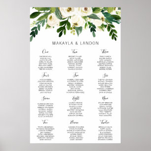 Simple White Floral Elegant Wedding Seating Chart
