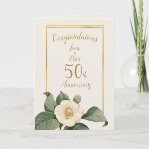 Simple White Floral Illustration   Anniversary Card