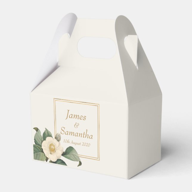 Simple White Floral Illustration | Wedding Favour Box (Front Side)