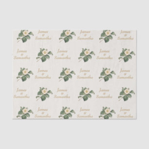 Simple White Floral Illustration   Wedding Gift Tissue Paper