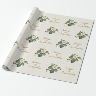 Simple White Floral Illustration | Wedding Gift Wrapping Paper