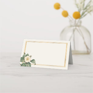 Simple White Floral Illustration Wedding Table Place Card