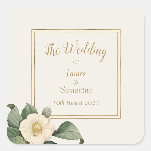 Simple White Floral | Wedding Envelope Seal (Front)